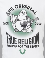 $69 TRUE RELIGION White REAL DEAL BUDDHA Short Sleeve Designer Graphic T-shirt
