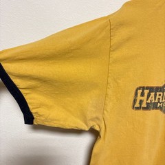 【HARLEY-DAVIDSON】00s Ringer T-shirt 両面ロゴ 星条旗 リンガーTシャツ S-5950