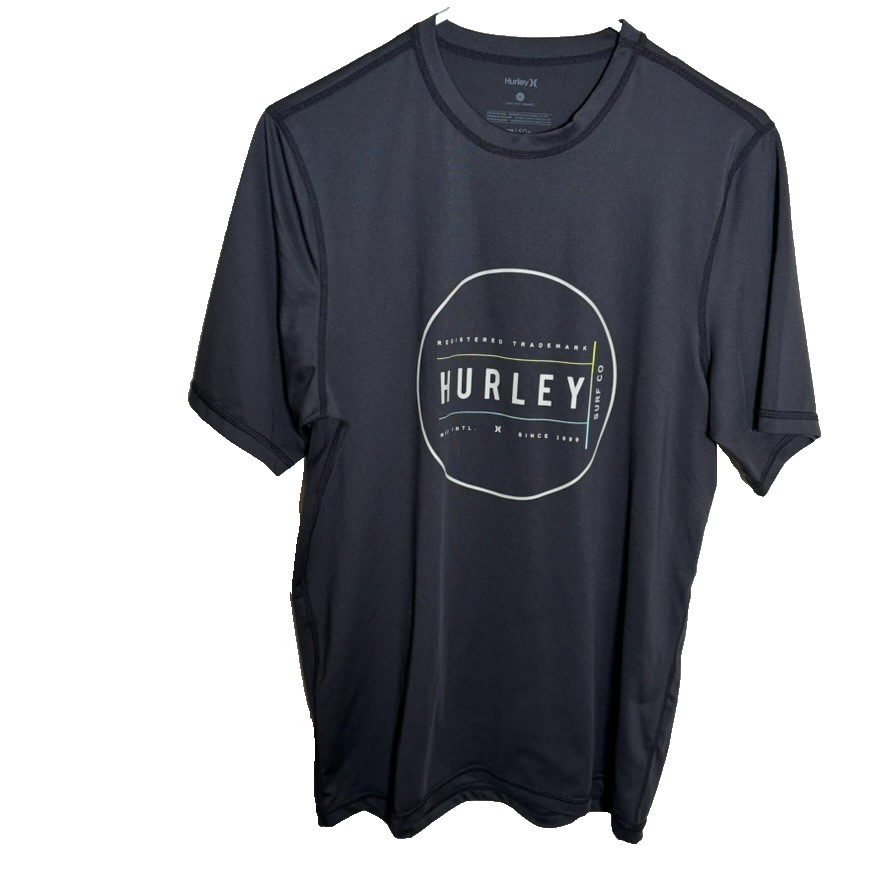 Hurley T-Shirt Men’s Small Rash Guard Short Sleeve UPF 50 Gray Logo Crew Neck