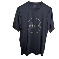 Hurley T-Shirt Men’s Small Rash Guard Short Sleeve UPF 50 Gray Logo Crew Neck