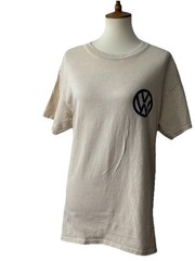 Volkswagen Unisex T-shirt (L) Tan Hippie 70s Iconic Bus Graphic Logo Original