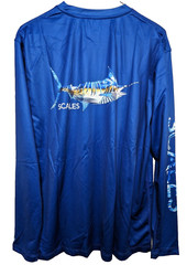 Scales mens Marlin Long Sleeve Shirt size 2XL Performance Tropical Fishing Blue