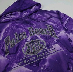 Vintage 90s Palm Beach Florida Purple Tie Dye Hoodie T Shirt USA Made Too Cool