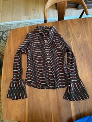 70’s Pleated Bell Sleeve Button Up PIANO size M