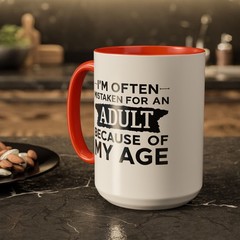 I’m Often Mistaken for an Adult Due to My Age – Two-Toned Mug