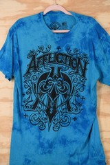 Affliction Blue Crystal Wash Tie Die Double Sided T-Shirt Size XL