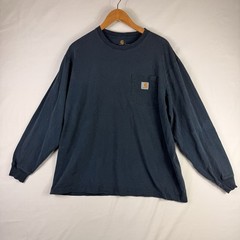 Carhartt Men’s Original Fit L Blue Pocket Long Sleeve T-Shirt K126 100% Cotton