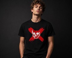 Red Skull X Graphic Tee, Dark Cotton Unisex Shirt