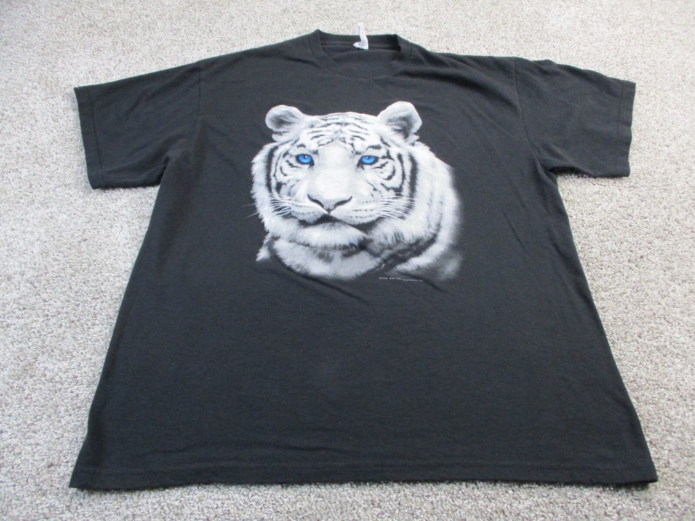Big Fish Sportswear Shirt Adult Mens Black Tee White Tiger Extra Large 2009 EUC