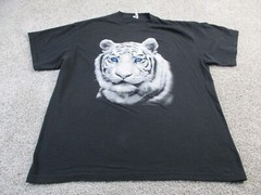 Big Fish Sportswear Shirt Adult Mens Black Tee White Tiger Extra Large 2009 EUC