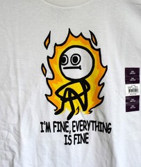 Men’s I’m Fine Stick Man Graphic Tee Short Sleeves 2XLARGE White NEW