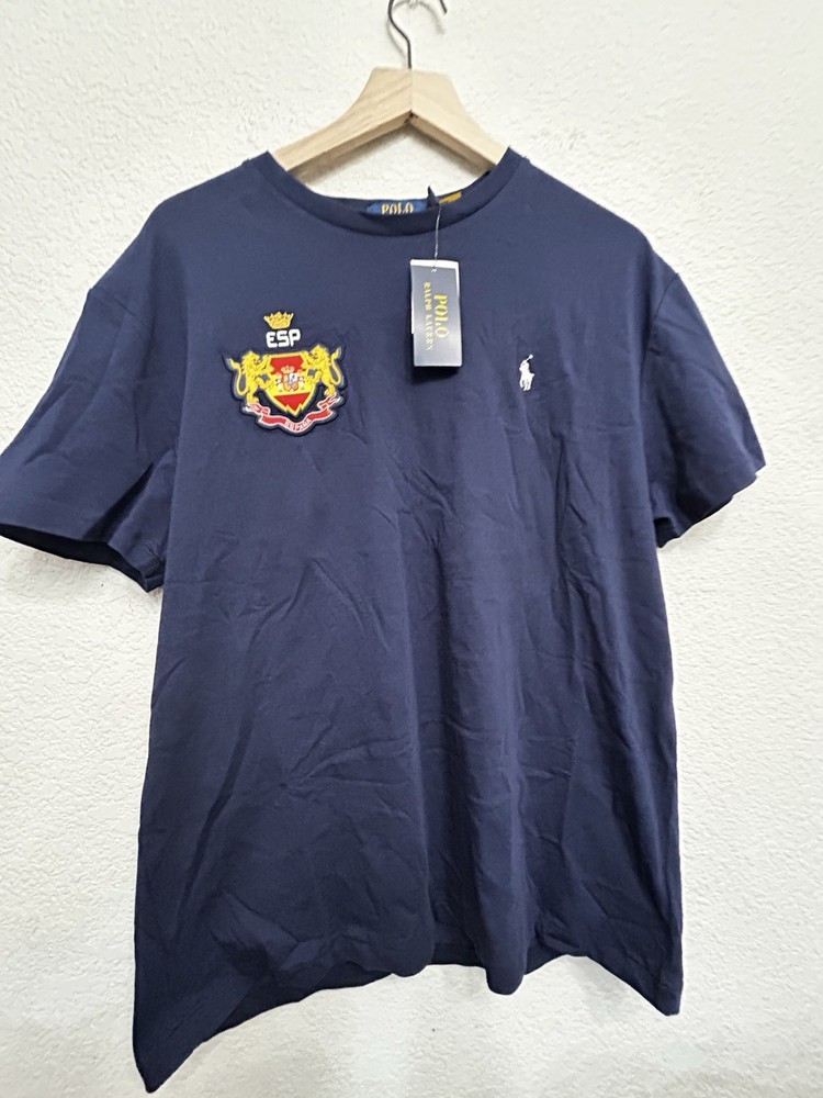 Polo Ralph Lauren Spain Crest T-Shirt Navy Blue Classic Fit Size M NWT 24 ESP