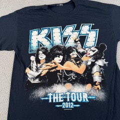 Kiss The Tour 2012 Band T Shirt Mens Large Black Graphic Print Rhinestone