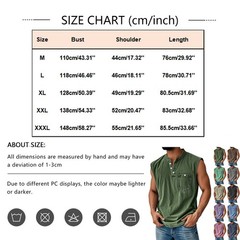Men Sleeveless Beach Tee Hawaiian Summer Shirt Button Vest Henley Tank Tops#SML