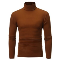 Spring and Autumn Men’s Thin Solid Color Half Turtleneck Long Sleeve T-Shirts