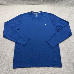 Champion Double Dry 516374 Mens XL Blue L/S Polyester/Spandex Performance Shirt