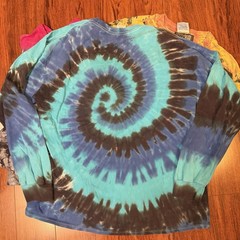 Mixed Tie-Dye Shirt Lot Of 4 100% Cotton 3 Long Sleeve Spiral Jimi Hendrix