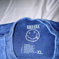 Nirvana Graphic T-Shirt Mens XL Blue Excellent Mineral Wash Smiley Face Logo