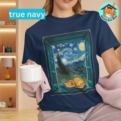 Ginger Cat Starry Night Art Comfort Tee Van Gogh
