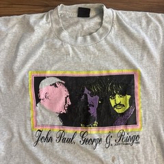 Vintage 1995 Beatles/Pope T-Shirt RARE John Paul, George, Ringo Culture -XL Read