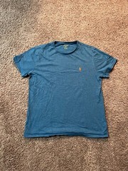 Polo Ralph Lauren Men’s Medium Blue Heather Orange Pony S/S Tee Crew Neck