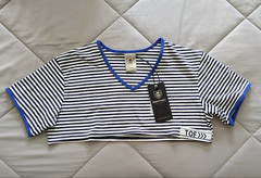 Tom of Finland TOF Paris Sailor Crop Top, blue, size L, NWT