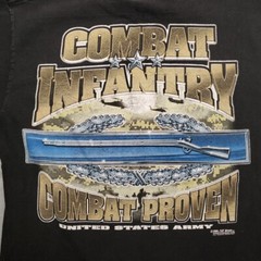 VTG US Army Shirt Mens M Black Crewneck Combat Proven Infantry 7.62 Design Y2K