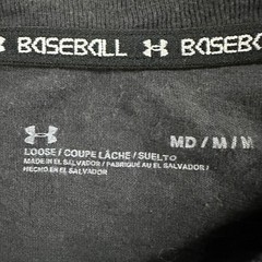 Under Armour T-Shirt Mens Size Medium Black Baseball Graphic Loose Fit Cotton