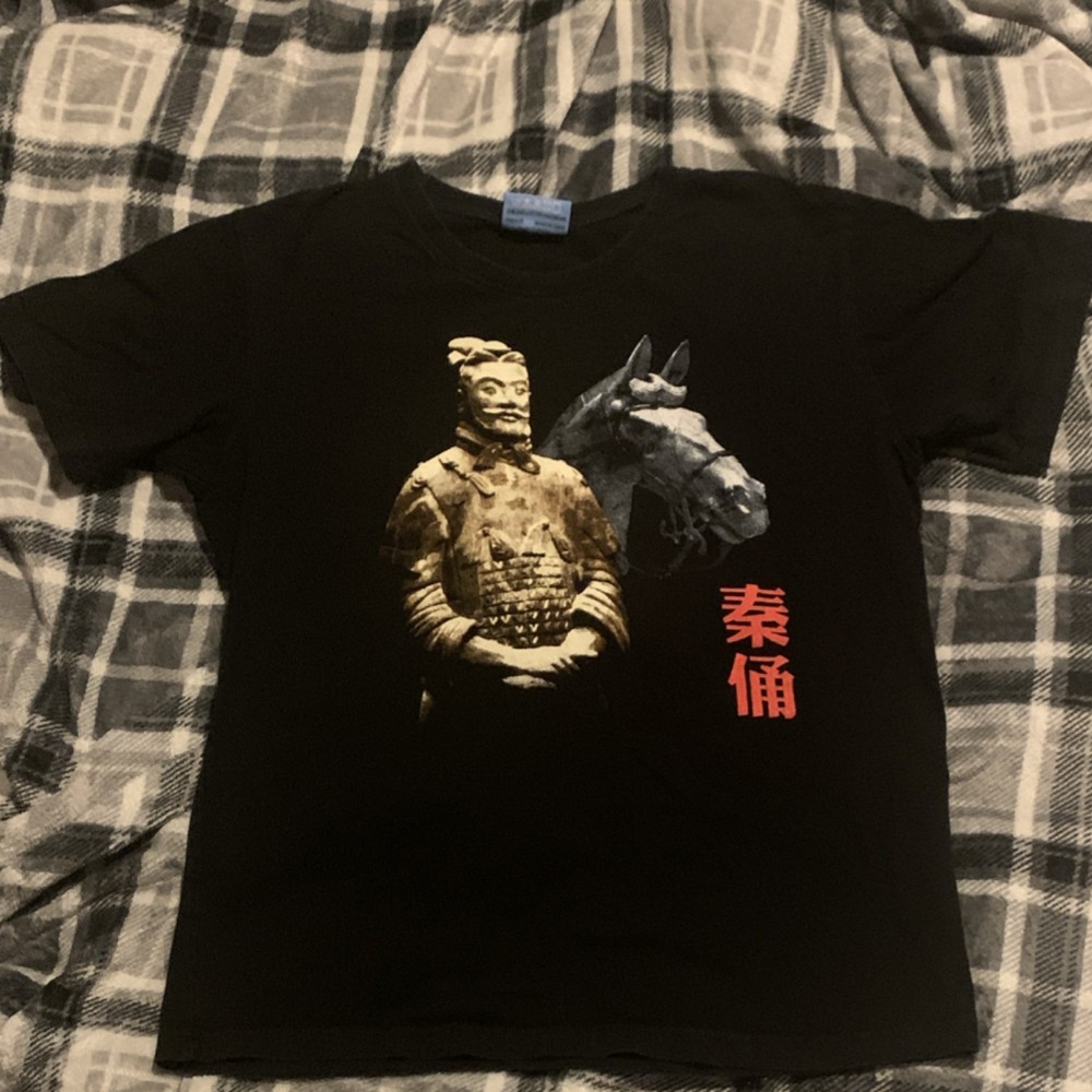 Pandak Terracotta Warrior Graphic Crew Neck Short Sleeve T-Shirt Black Men’s M