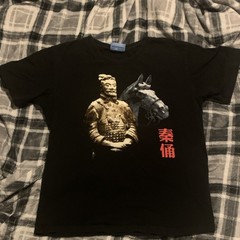 Pandak Terracotta Warrior Graphic Crew Neck Short Sleeve T-Shirt Black Men’s M