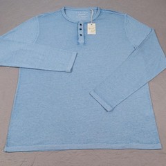 New Lucky Brand Henley Shirt Mens XL Blue Venice Burnout Long Sleeve Jersey Knit