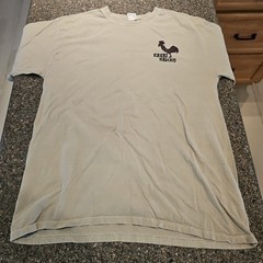 Crazy Shirts Kauai Hawaii Cranky Rooster T-shirt Tan Sz L 100% Combed Cotton EUC