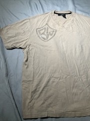 Vtg Rocawear Shirt Mens XXL 2XL Beige Graphic Print Tee Rap Crest Logo 90s Y2k