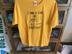 2004 Roswell New Mexico FISHING ALIEN Yellow GILDAN Graphic Funny T-shirt SZ L