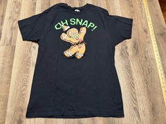 Holiday Time Shirt, Men’s Size Large, Black, Ginger Bread Man Oh Snap