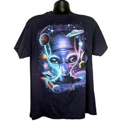 Alien UFO Space Tshirt Size Large Purple Graphic Print