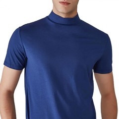 Men’s Slim Fit Half Turtleneck T-Shirt Summer Elastic Short Sleeve Casual Top Te