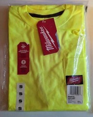 Pair of Milwaukee Men’s Small Pocket T-Shirts – Hi-Vis Yellow and Gray