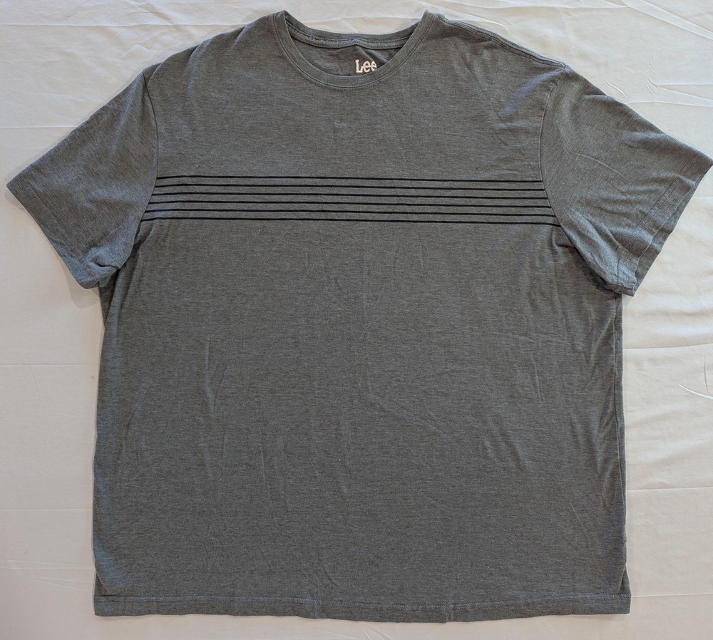 Lee Shirt Mens 2XL Gray Striped Pima Cotton Tagless Stretch Short Sleeve Tee