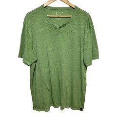 Lucky Brand Venice Burnout Henley Shirt Green Short Sleeve Mens XXL Casual