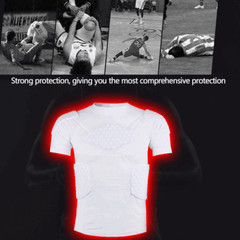 Men’s Padded Compression Shirts,W/ Pads Training Vest Protector T-Shirt