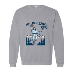 He Is Rizzin’ Sweatshirt, Jesus Basketball Easter Sweater, He Is Rizen Funny Eas