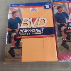BVD Heavyweight Pocket T-Shirt Mens Large Red Orange Vintage 90s Lot of 2 NIB