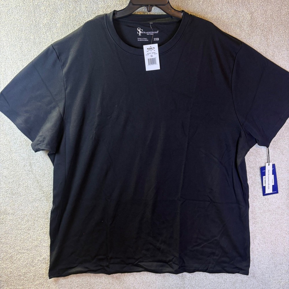 Straight Faded T-Shirt Mens 3XB Black Short Sleeve Cotton Blend Stretch 124116