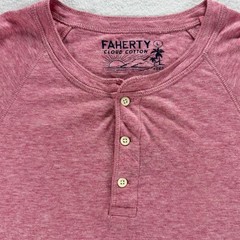 Faherty Cloud Cotton Henley Mens Large Long Sleeve Shirt Light Pink Pima Modal