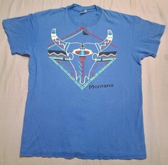 Vintage 90s Montana T-Shirt Single Stitch Size XL Native American Animal Skull