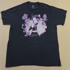 Demon Slayer Shinobu Kocho Shirt Mens Large Black Anime Graphic Tee Butterfly