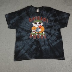 Origami Angel Shirt Mens 2XL Black Colortone Tie Dye Graphic Midwest Emo Band