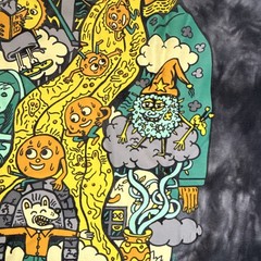 Killer Acid Men’s Black Gray Yellow Cotton Tie Dye Sun Graphic T-Shirt Size M