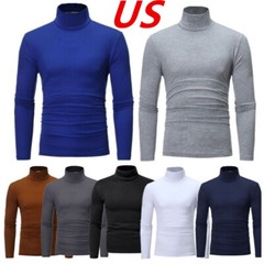 US Men’s Turtleneck Slim Fit Tops Casual Long Sleeve Lightweight Pullover Shirt